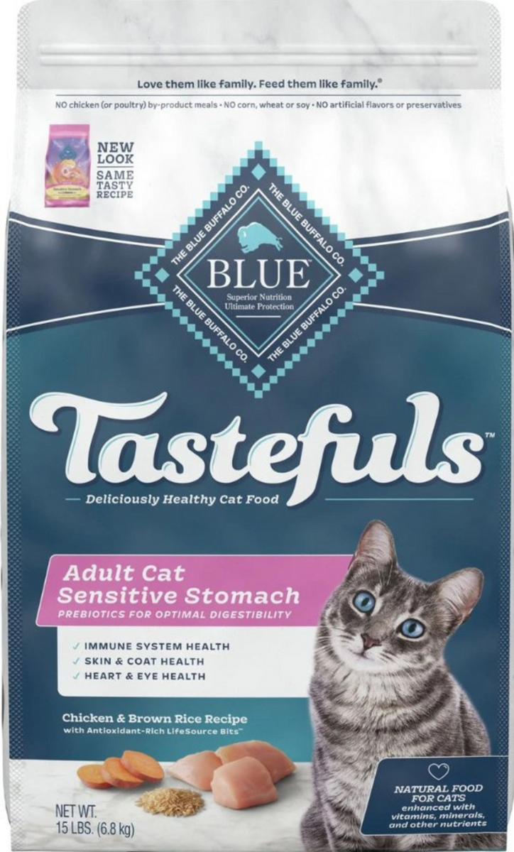 Blue Buffalo Tastefuls Adult Cat Sensitive Stomach Chicken & Brown