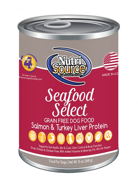 NutriSource Grain Free Seafood Select Formula Canned Dog Food