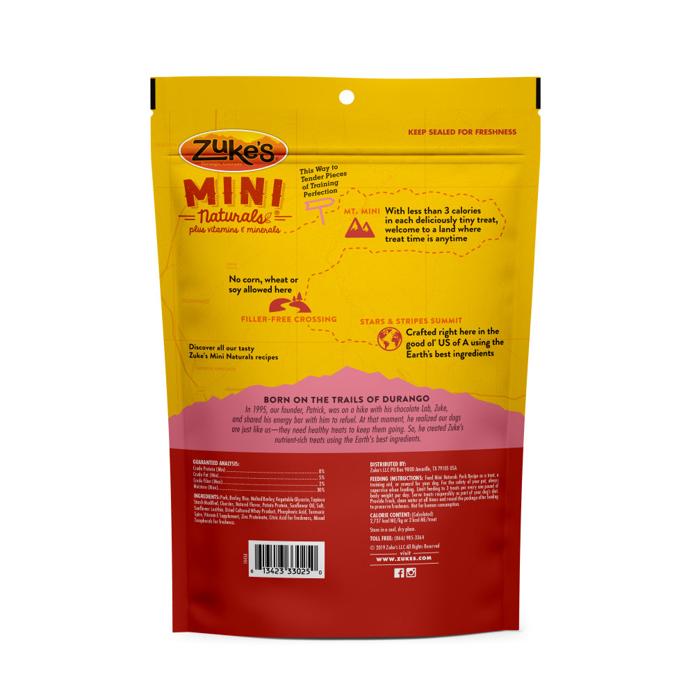 Zukes Roasted Pork Mini Naturals Dog Treats - Serving 33 Locations