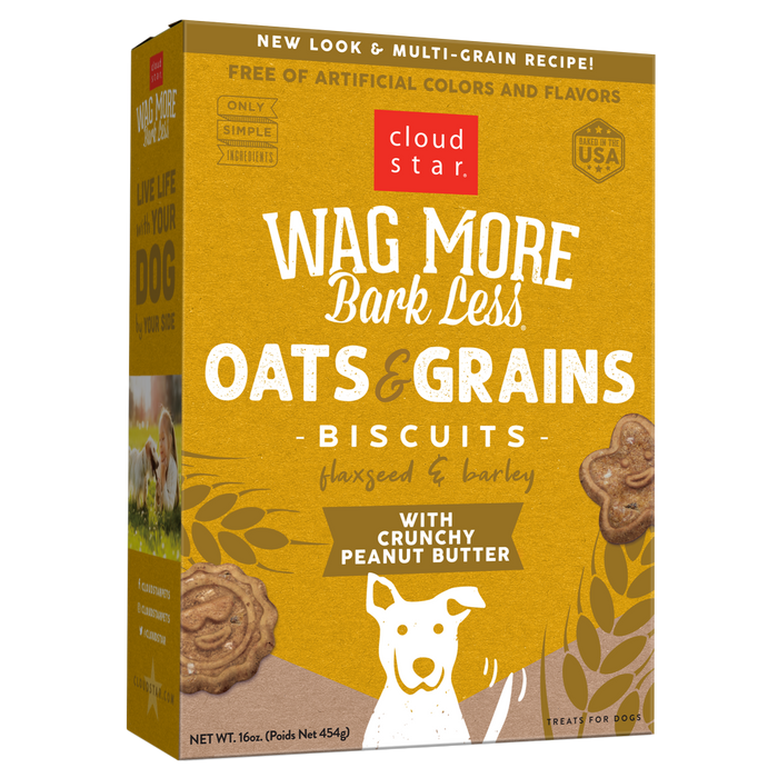 Cloud Star Wag More Bark Less Oats & Grains Crunchy Peanut Butter Dog Treats