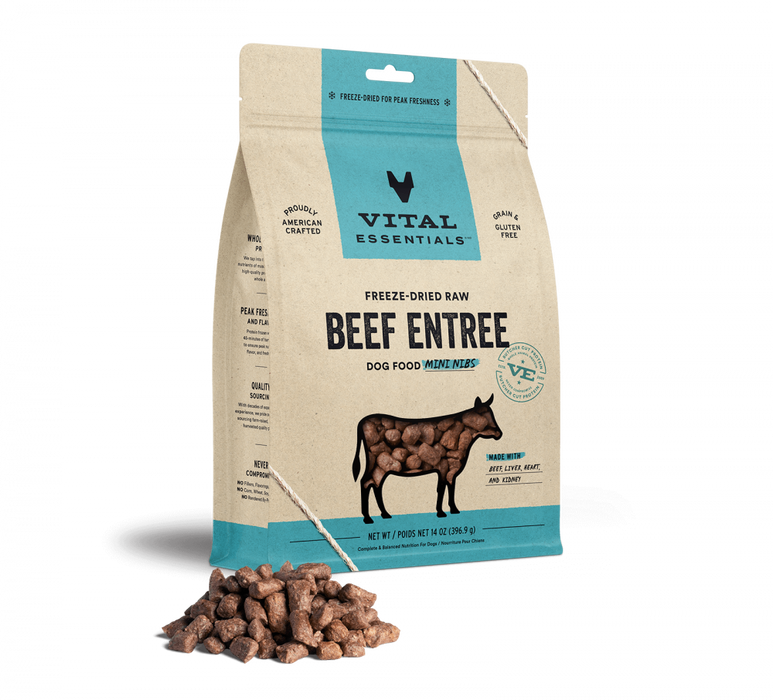 Vital Essentials Freeze Dried Grain Free Beef Mini Nibs Entree for Dogs Food