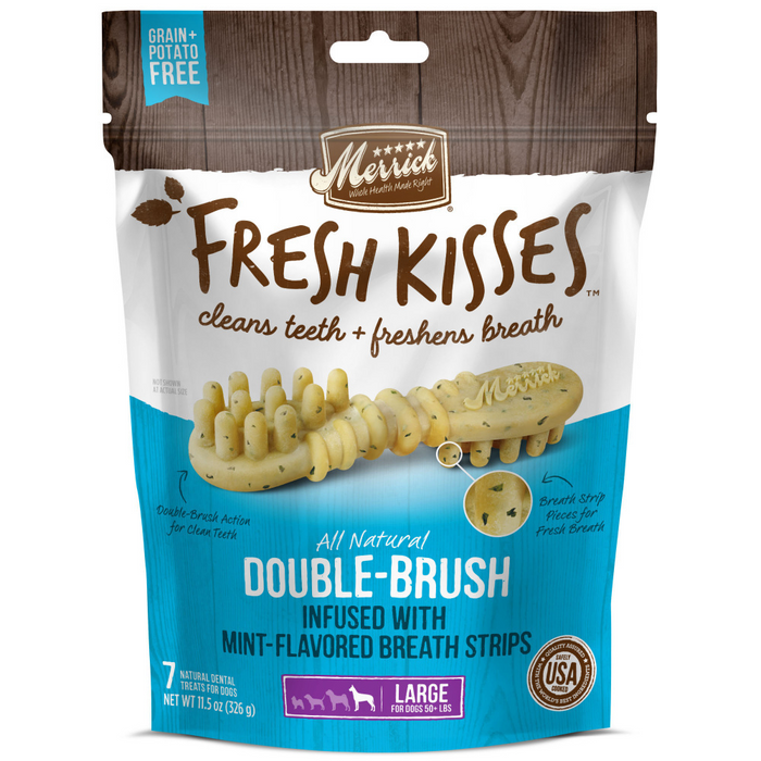 Merrick Fresh Kisses Dog Dental Treats With Mint Breath Strips Dog Treats for Large Breeds