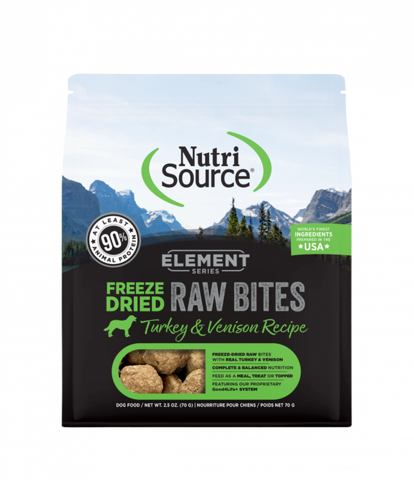 NutriSource Element Series Freeze Dried Raw Bites Turkey and Venison Recipe