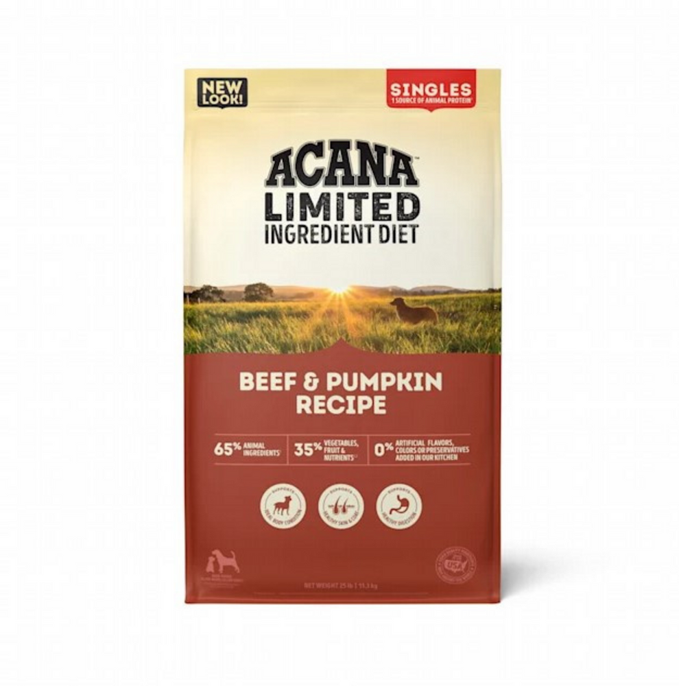 ACANA Singles, Beef & Pumpkin Recipe, Limited Ingredient Diet Dry Dog Food