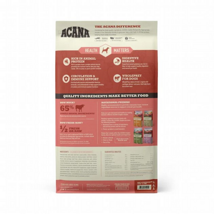 ACANA Singles, Beef & Pumpkin Recipe, Limited Ingredient Diet Dry Dog Food