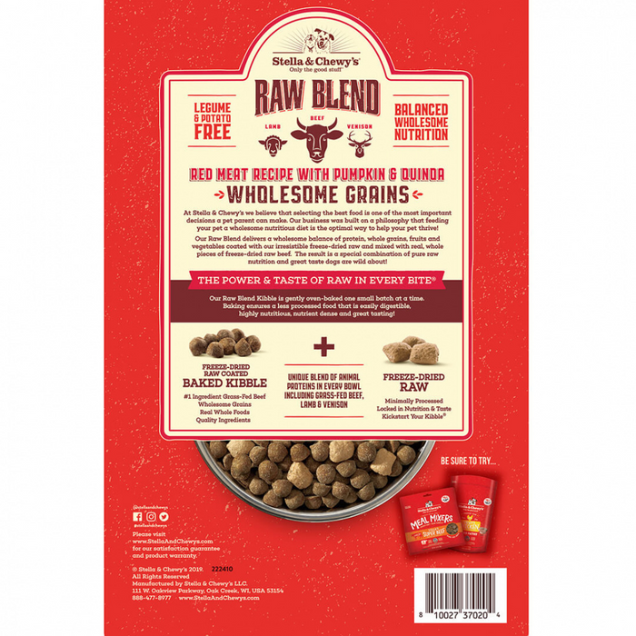 Stella & Chewy's Raw Blend Kibble With Wholesome Grains Red Meat Recipe Dry Dog Food