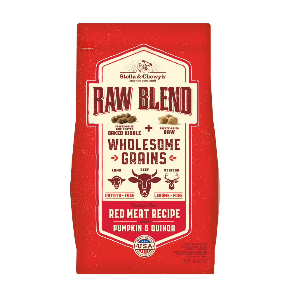 Stella & Chewy's Dog Raw Blend Kibble with Wholesome Grains, Red Meat Recipe, 3.5 Pounds