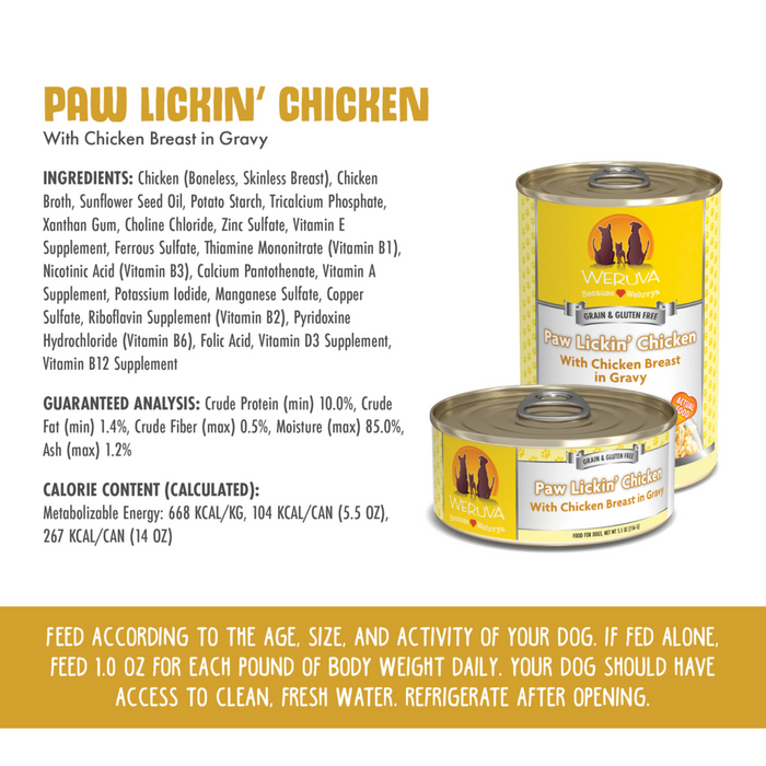 Weruva Paw Lickin Chicken with Chicken Breast in Gravy Canned Dog Food