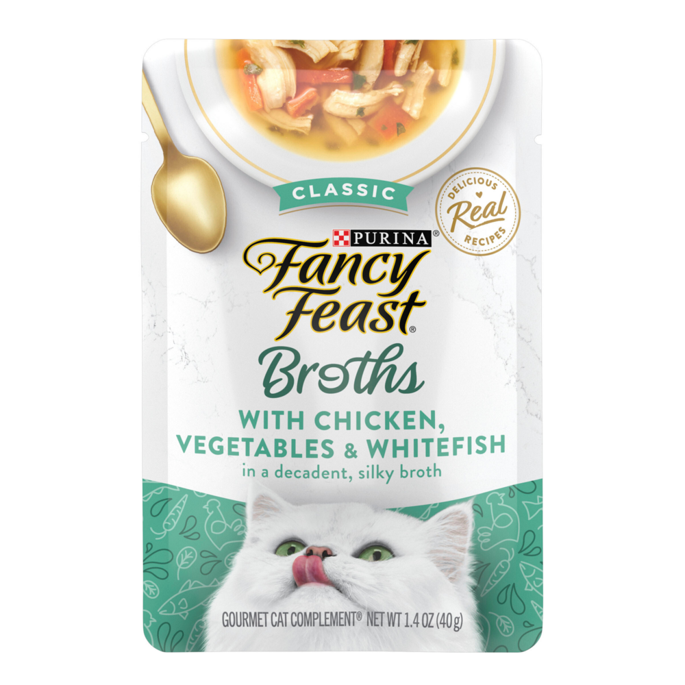 Purina Fancy Feast Broths Classic Chicken, Vegetables & Whitefish Supplemental Cat Food Pouches Purina Fancy Feast Broths Classic Chicken, Vegetables & Whitefish Supplemental Cat Food Pouches