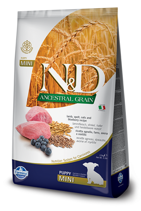 Farmina N&D Natural & Delicious Low Grain Mini Puppy Lamb & Blueberry Dry Dog Food