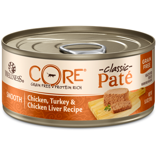 Wellness CORE Grain Free Natural Chicken, Turkey and Chicken Liver Smooth Pate Wet Canned Cat Food