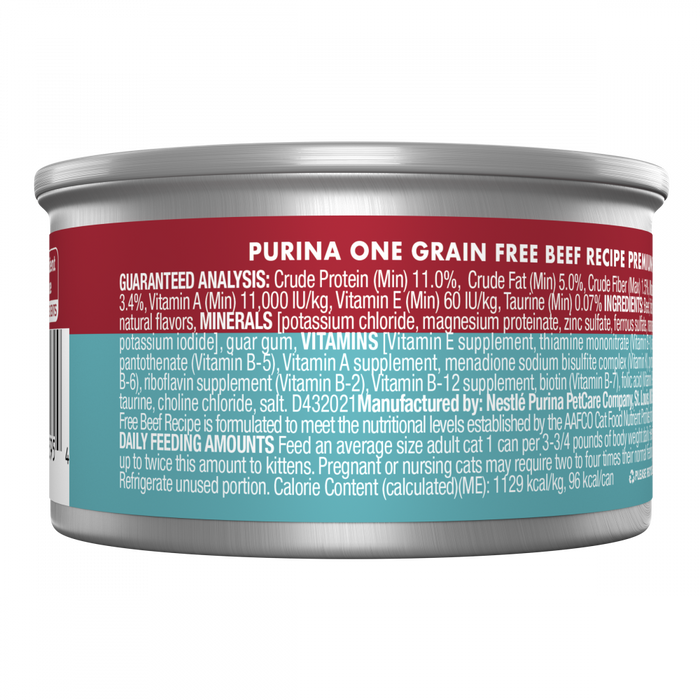 Purina ONE Grain Free Premium Pate Beef Canned Cat Food