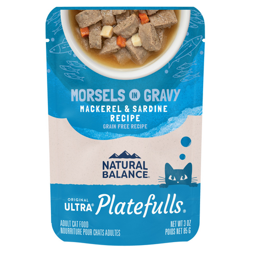 Natural Balance Original Ultra Platefulls Mackerel & Sardine Recipe Morsels in Gravy Wet Cat Food Pouches