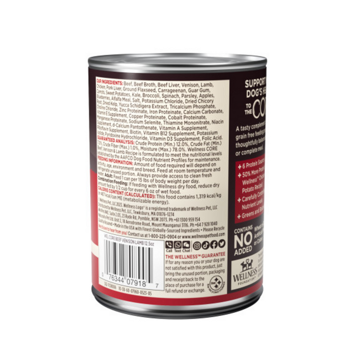 Wellness CORE Grain Free Natural Beef, Venison and Lamb Recipe Wet Canned Dog Food