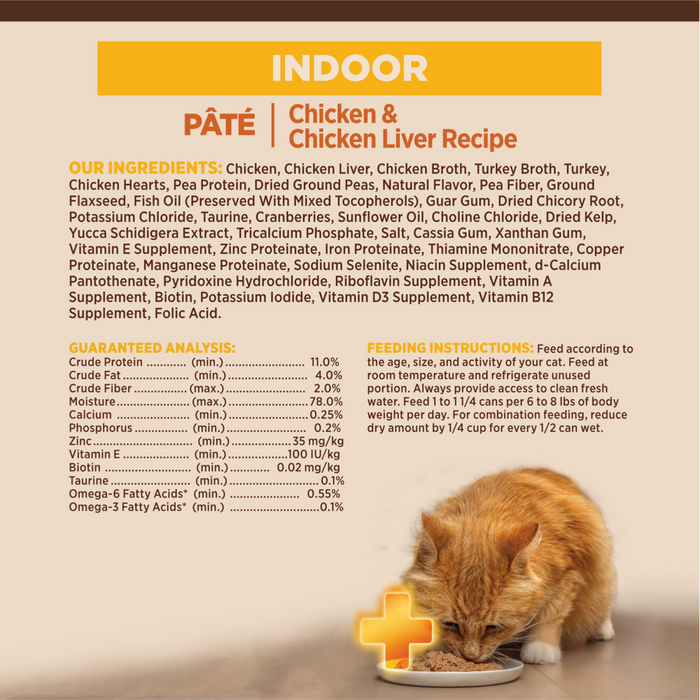 Wellness CORE Natural Grain Free Indoor Chicken and Chicken Liver Smooth Pate Wet Canned Cat Food