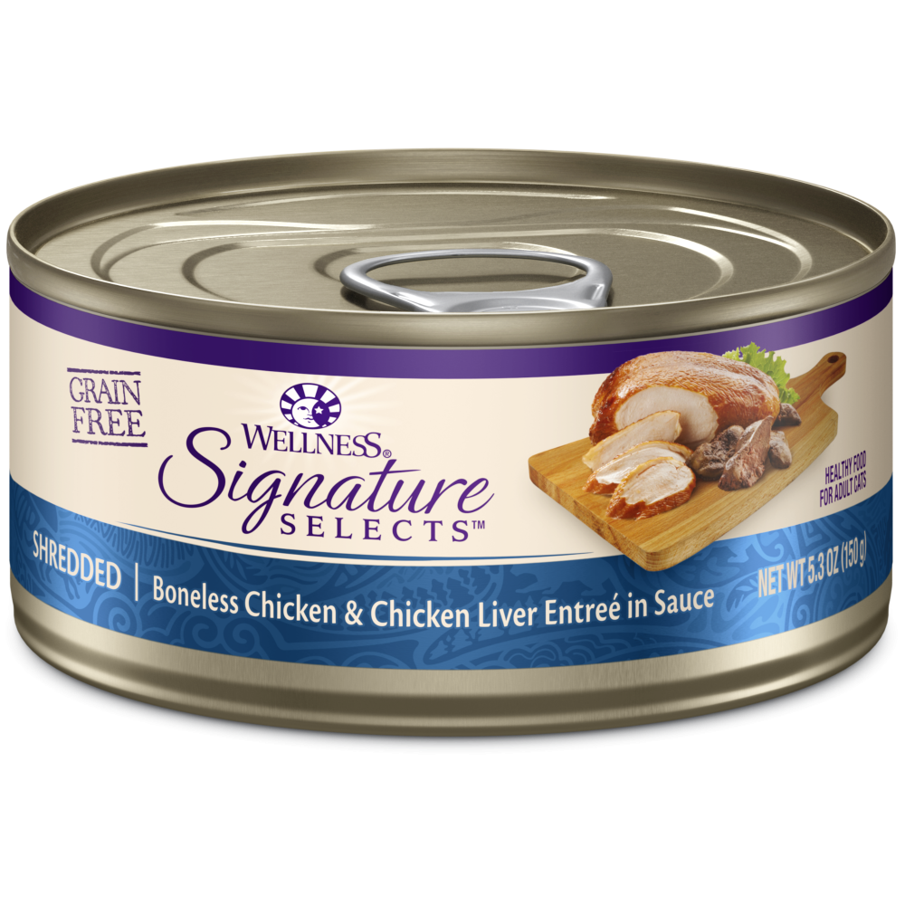 Wellness Signature Selects Grain Free Natural White Meat Chicken and Chicken Liver Entree in Sauce Wet Canned Cat Food