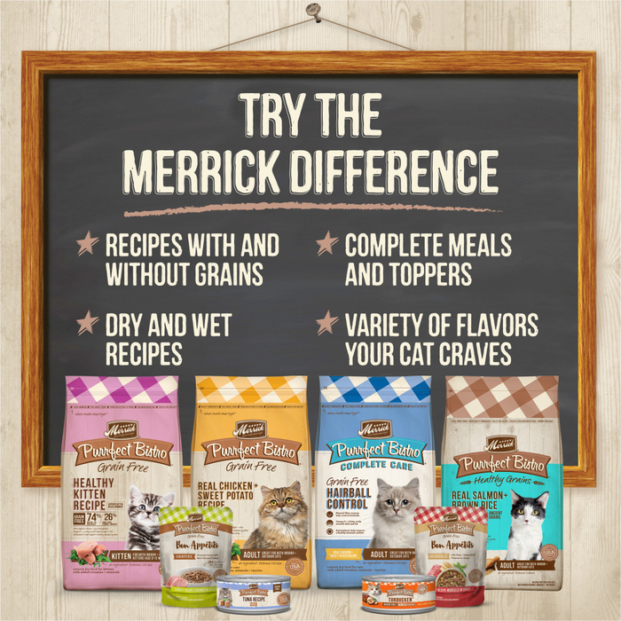 Merrick Purrfect Bistro Grain Free Premium Soft Canned Pate Adult Wet Cat Food, High Protein Duck Recipe