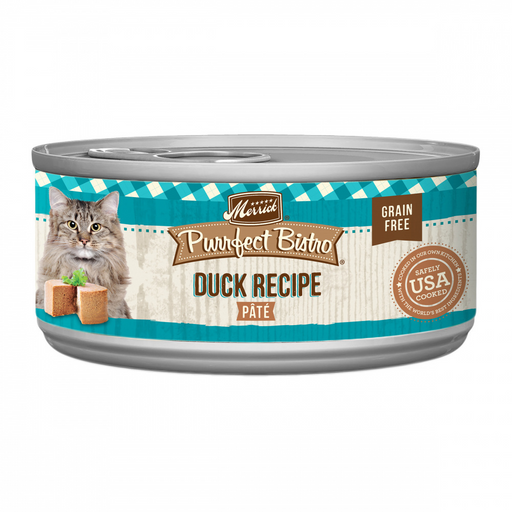 Merrick Purrfect Bistro Grain Free Premium Soft Canned Pate Adult Wet Cat Food, High Protein Duck Recipe