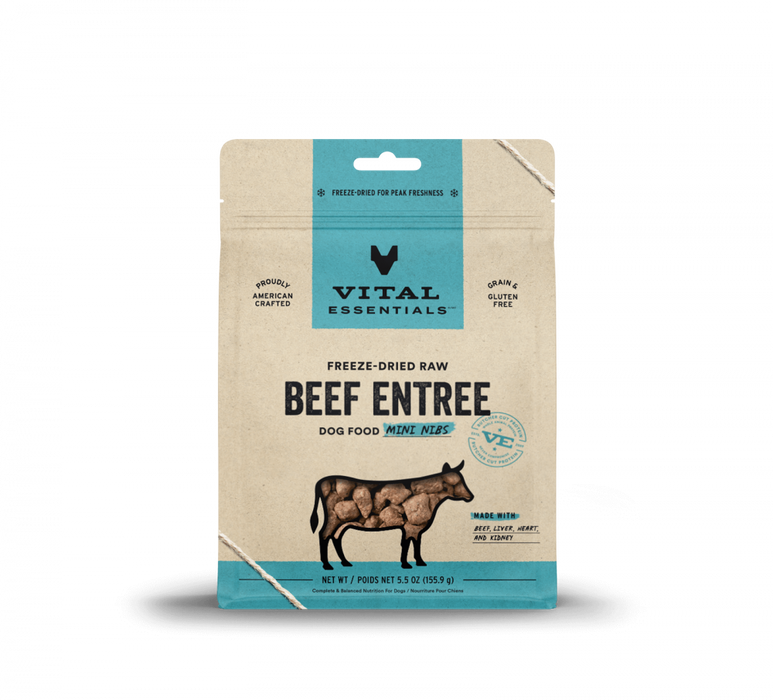 Vital Essentials Freeze Dried Grain Free Beef Mini Nibs Entree for Dogs Food