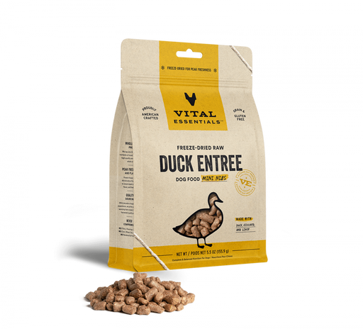 Vital Essentials Freeze Dried Grain Free Duck Mini Nibs Entree for Dogs Food