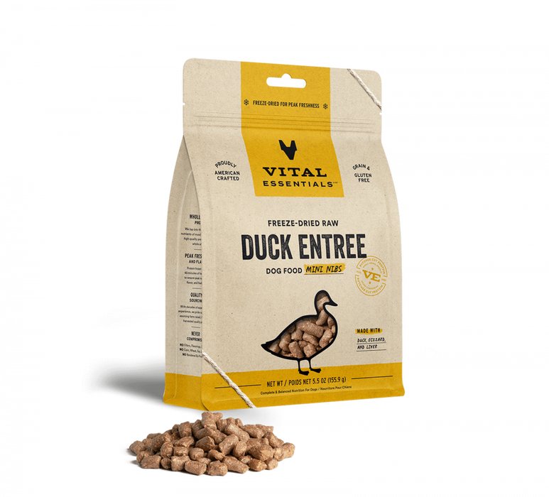 Vital Essentials Freeze Dried Grain Free Duck Mini Nibs Entree for Dog Concord Pet Foods Supplies Delaware Pennsylvania New Jersey Maryland