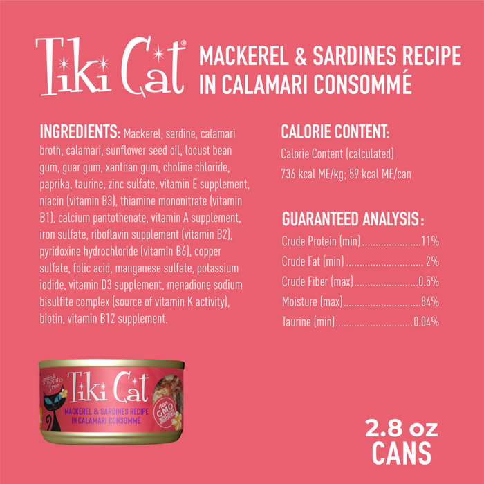 Tiki Cat Makaha Grill Grain Free Mackrel And Sardine In Calamari Consomme Canned Cat Food