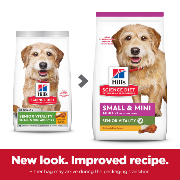 Hill's Science Diet Adult 7+ Senior Vitality SM & Mini Chicken & Rice Recipe Dog Food