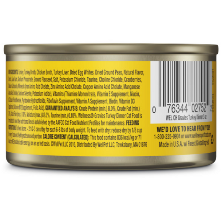 Wellness Natural Grain Free Gravies Turkey Dinner Canned Cat Food