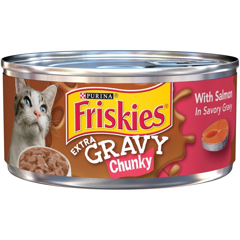 Friskies Extra Gravy Chunky with Salmon in Savory Gravy Canned Cat Food Friskies Extra Gravy Chunky with Salmon in Savory Gravy Canned Cat Food