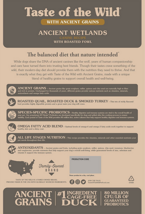 Taste of the Wild Ancient Wetlands with Ancient Grains Dry Dog Food ...