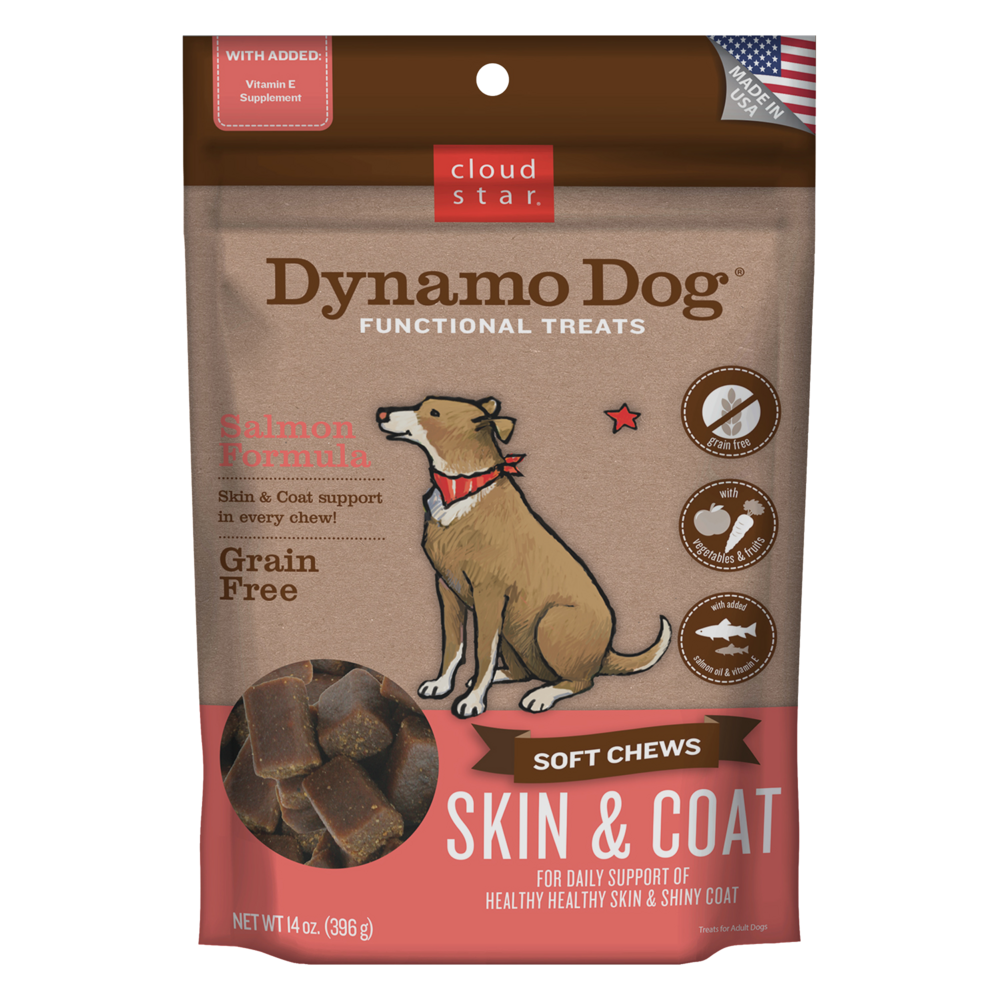 Cloud Star Dynamo Dog Functional Soft Chews Skin and Coat Salmon Dog Treats