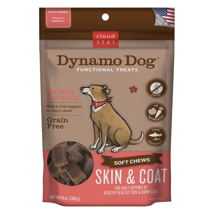 Cloud Star Dynamo Dog Functional Soft Chews Skin and Coat Salmon Dog Treats