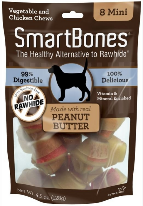 SmartBones Mini Peanut Butter Chew Bones Dog Treats — Concord Pet