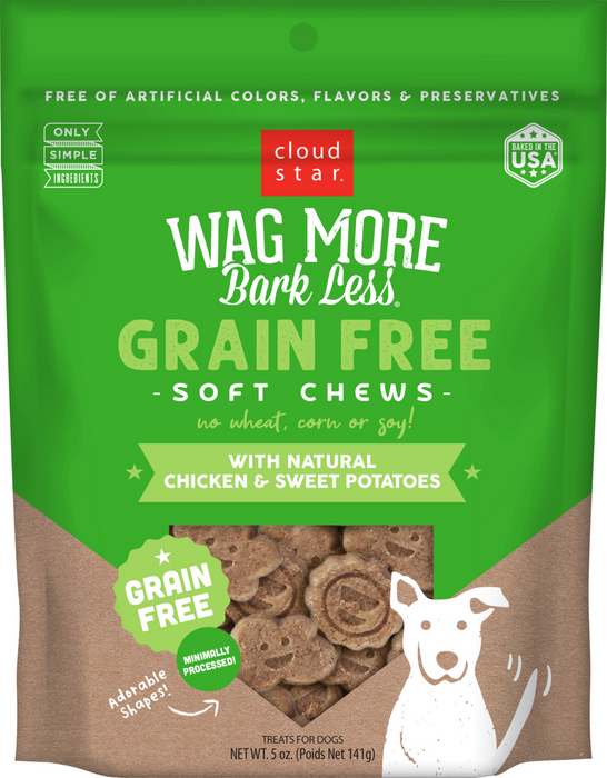 Cloud Star Wag More Bark Less Soft Chews Grain Free Chicken & Sweet Potato Dog Treats