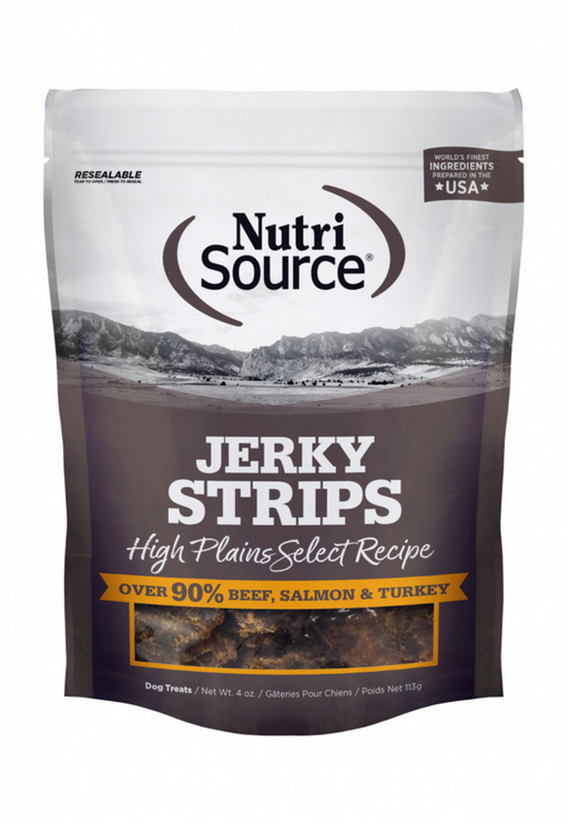 Nutrisource High Plains Select Jerky Strips 90% Beef, Salmon, & Turkey Grain Free Jerky Dog Treats