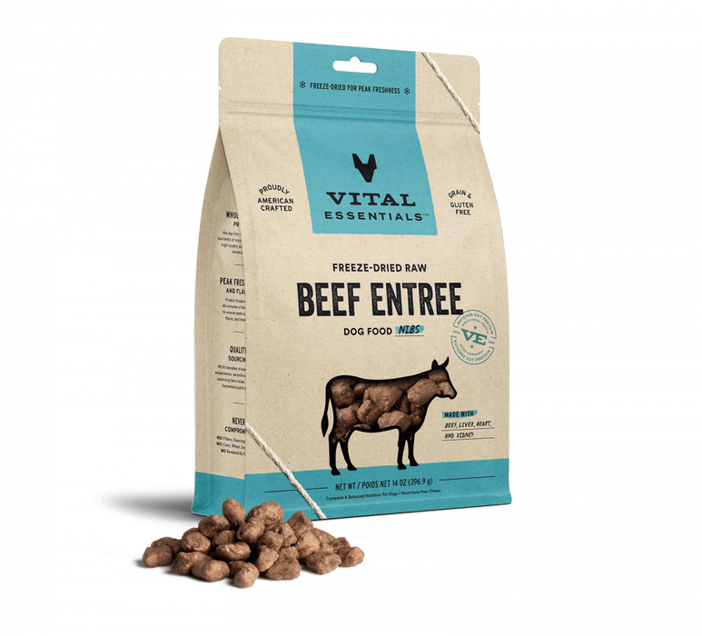 Vital Essentials Freeze Dried Beef Entree Dog Food Nibs