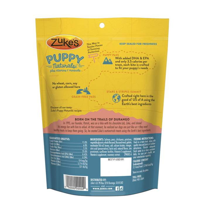 Zukes Puppy Naturals Grain Free Salmon and Chickpea Dog Treats Zukes Puppy Naturals Grain Free Salmon and Chickpea Dog Treats