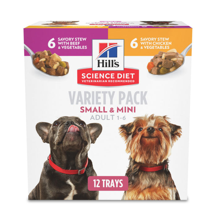 Hill's Science Diet Adult Small Paws Savory Stew Chicken or Beef with Vegetables Variety Pack Canned Dog Food