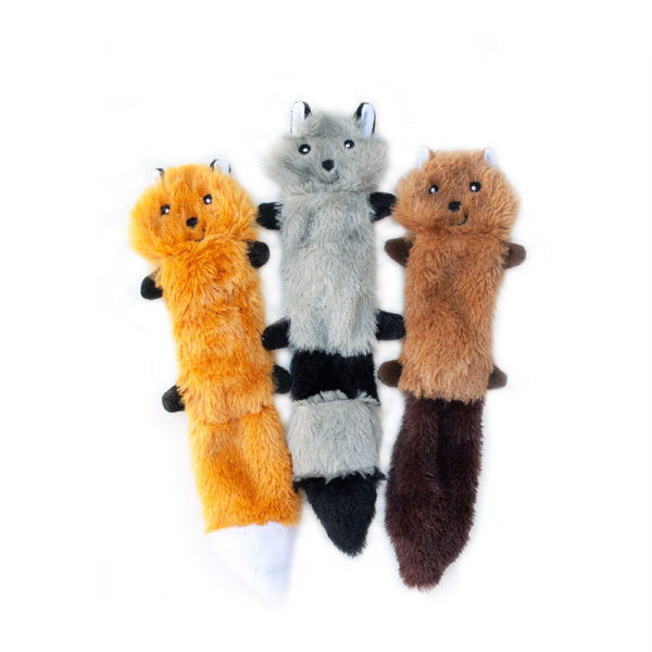 ZippyPaws Skinny Peltz Set of 3 No Stuffing Plush Dog Toys