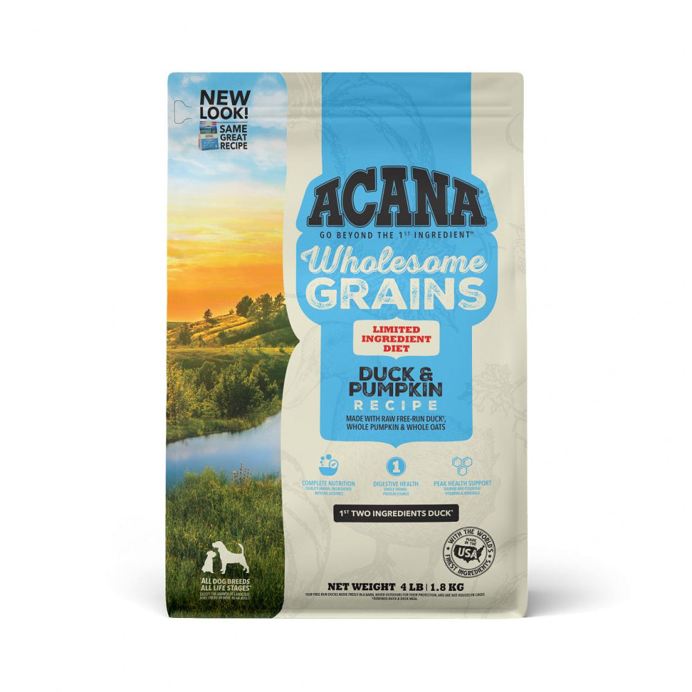 ACANA Wholesome Grains, Duck & Pumpkin Recipe, Limited Ingredient Diet Dry Dog Food